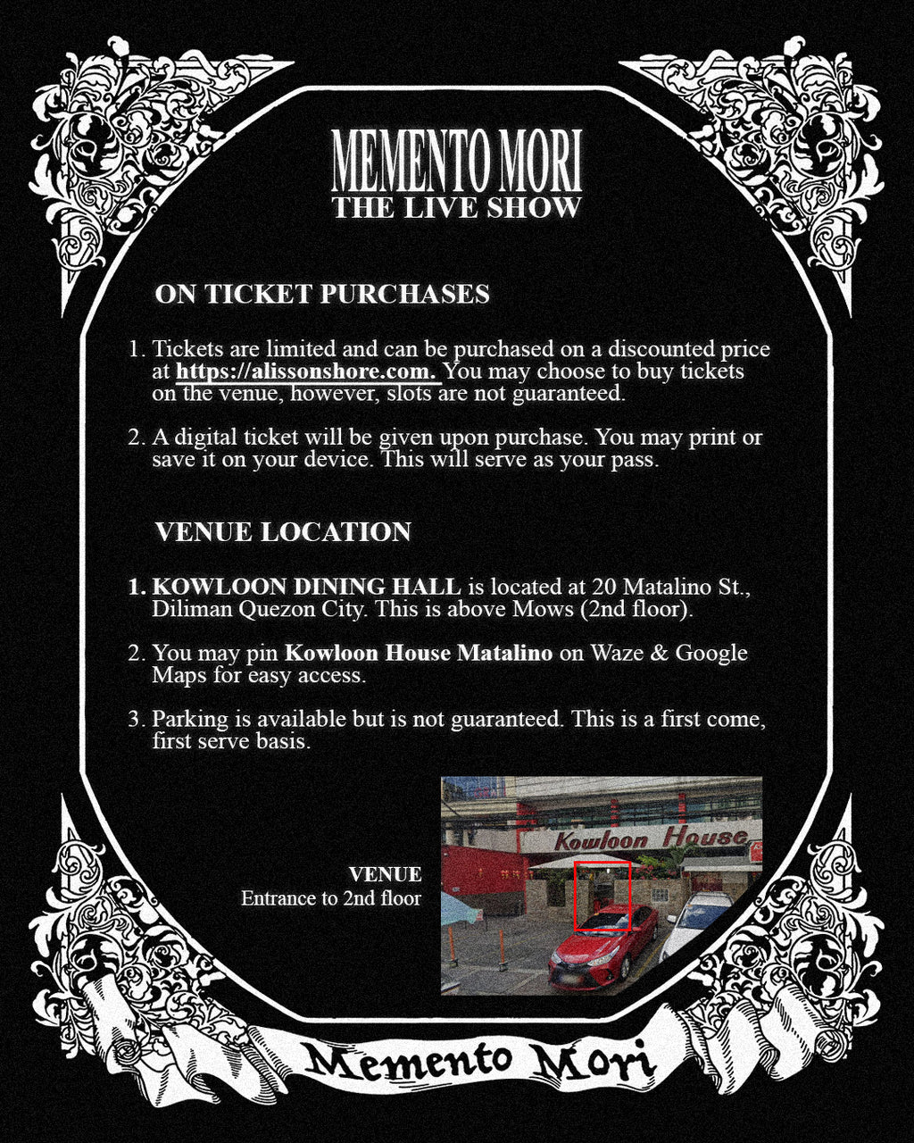 Memento Mori: The Live Show (Ticket Purchase)