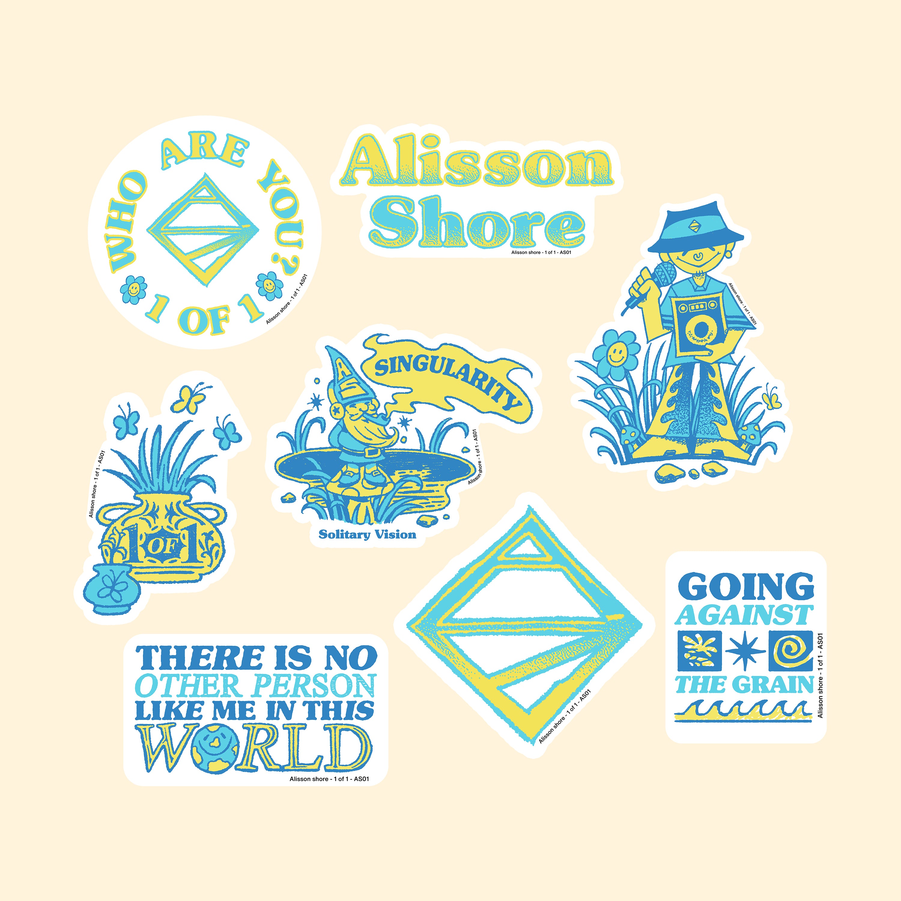 1 of 1 Sticker Pack (Set of 8)