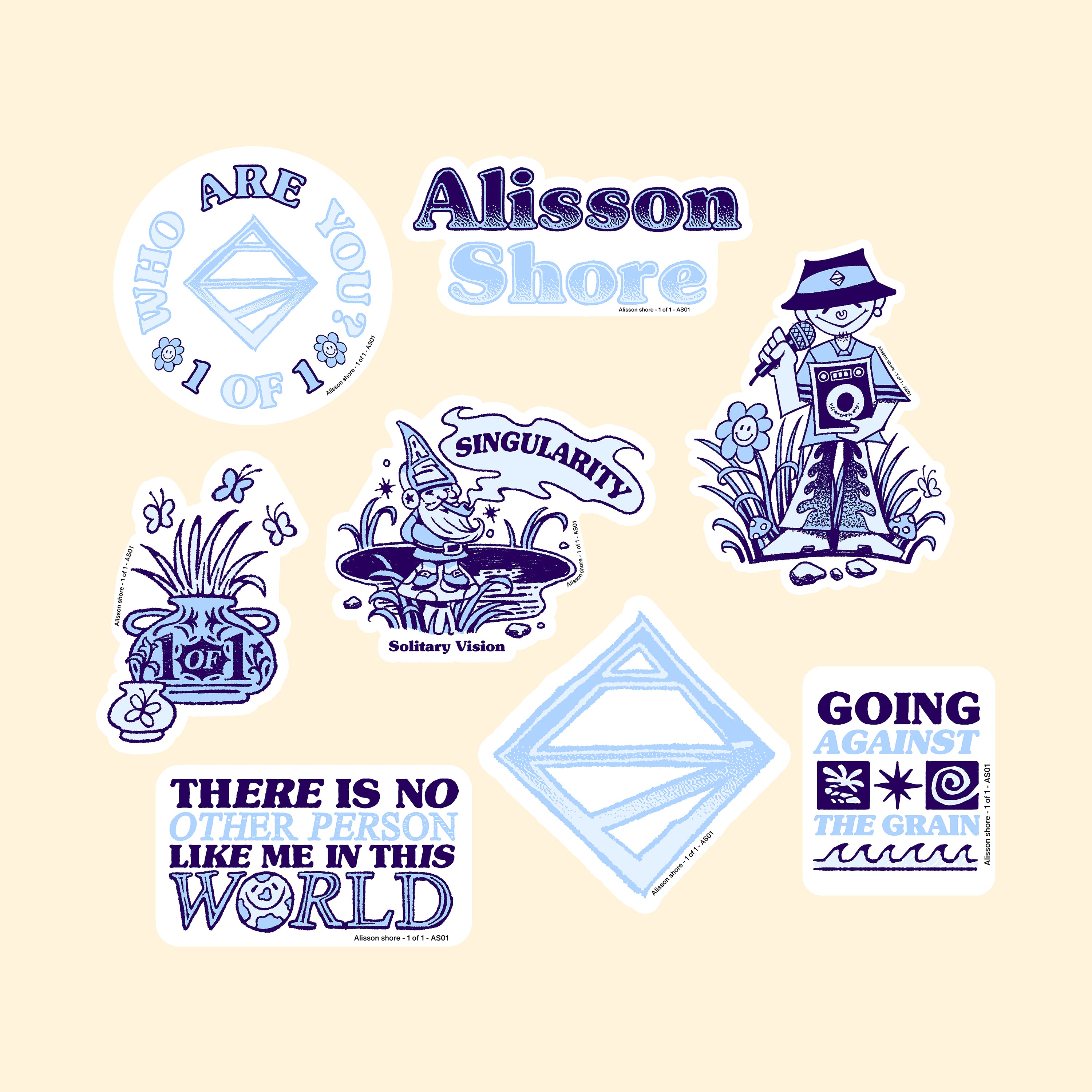 1 of 1 Sticker Pack (Set of 8)