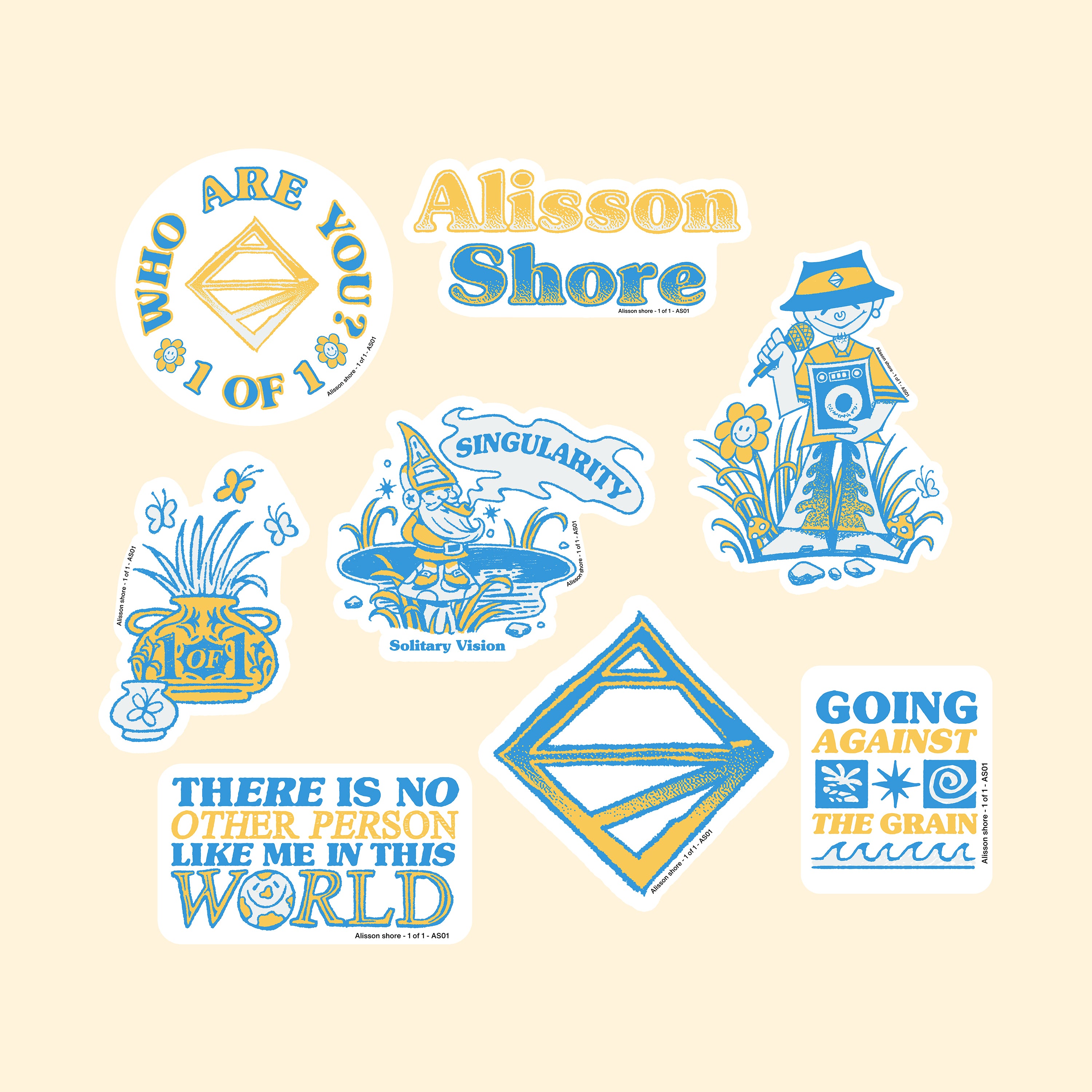 1 of 1 Sticker Pack (Set of 8)